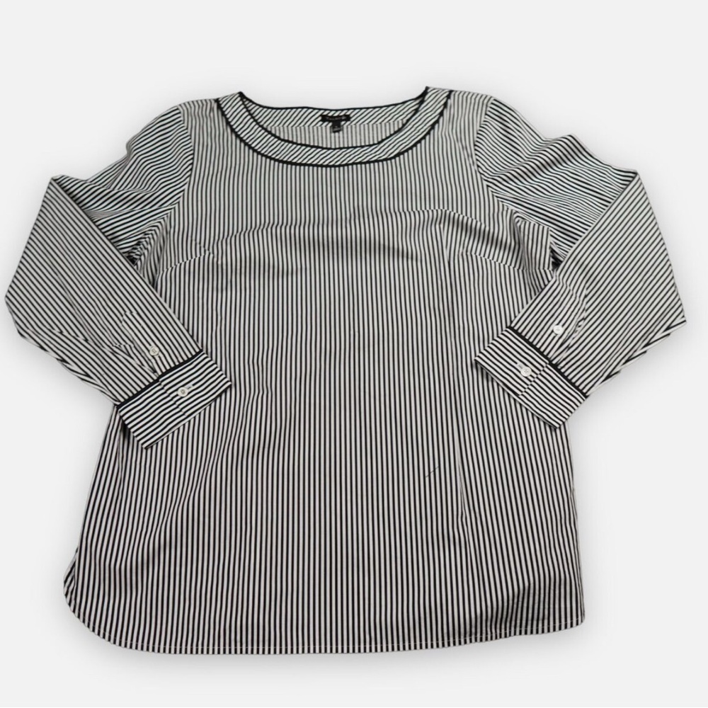 Talbots Striped Black and White Blouse